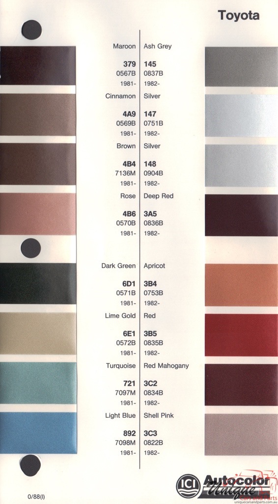 1981 - 1984 Toyota Paint Charts Autocolor 2